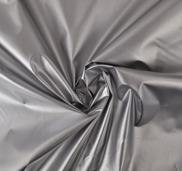 Sonnenschutzstoff Verdunklungsstoff Silber Schwarz Meterware mit silberner Rückseitenbeschichtung für Rollos, Thermovorhänge und Hitzeschutz