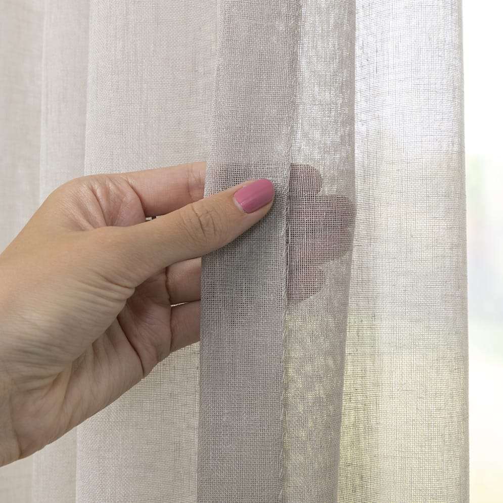 Gardine mit Wellenband nach Maß – Waveband Gardine aus leinenhaftem halbtransparentem Store für Vorhangschienen – Bild 9