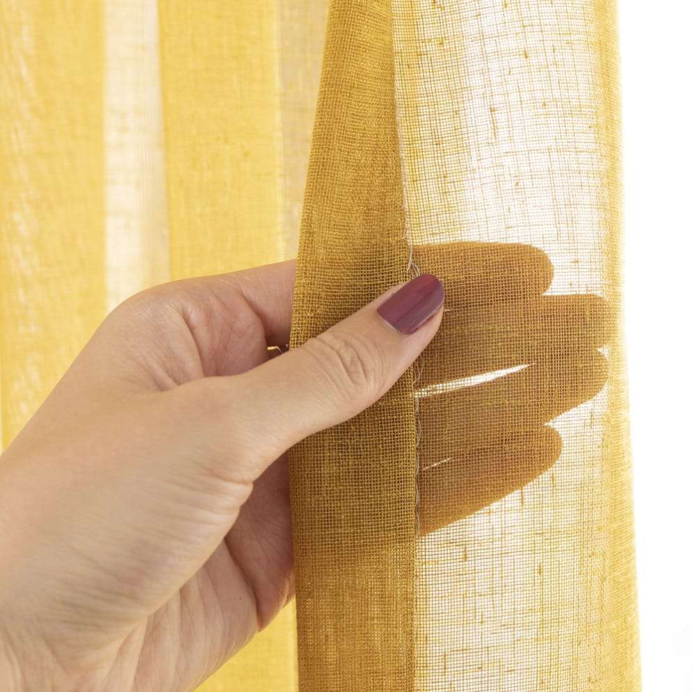 Gardine mit Wellenband nach Maß – Waveband Gardine aus leinenhaftem halbtransparentem Store für Vorhangschienen – Bild 8