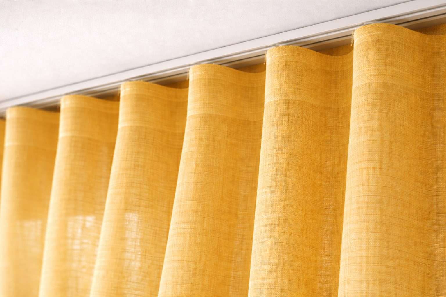 Gardine mit Wellenband nach Maß – Waveband Gardine aus leinenhaftem halbtransparentem Store für Vorhangschienen – Bild 6