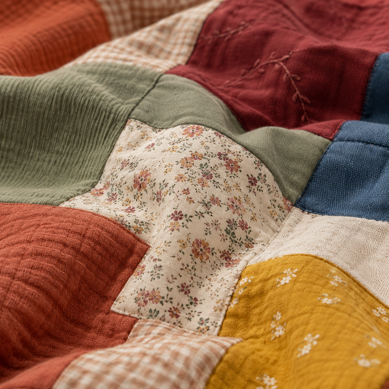 Bunte Patchwork Stoffquadrate