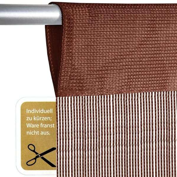 Arsvita Fadenvorhang mit Stangendurchzug, individuell kürzbare Gardine, moderner und eleganter Dekorationsartikel in vielen Farben und Ausführungen (B90xL250 cm/braun - Schokobraun) – Bild 4