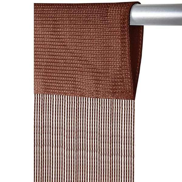 Arsvita Fadenvorhang mit Stangendurchzug, individuell kürzbare Gardine, moderner und eleganter Dekorationsartikel in vielen Farben und Ausführungen (B90xL250 cm/braun - Schokobraun)